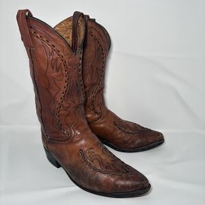 Dan Post Mens Size 9EW DP26644 VTG Phoenix Brown Leather Western Cowboy Boots